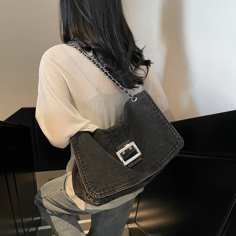 Women's Denim Fashion Commuter Large Capacity Underarm Spring Bags