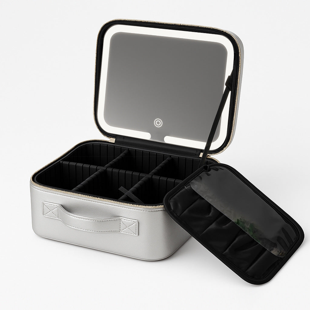 Box With Light Mirror Large Capacity High-grade Makeup Bag