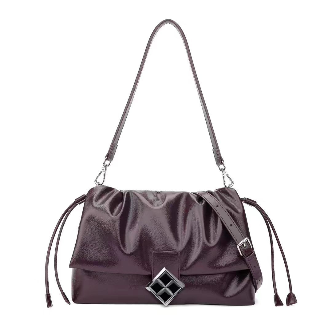 Women's Soft Leather Cloud Drawstring Underarm Popular Affordable Luxury Fashion Advanced Small Square Bags