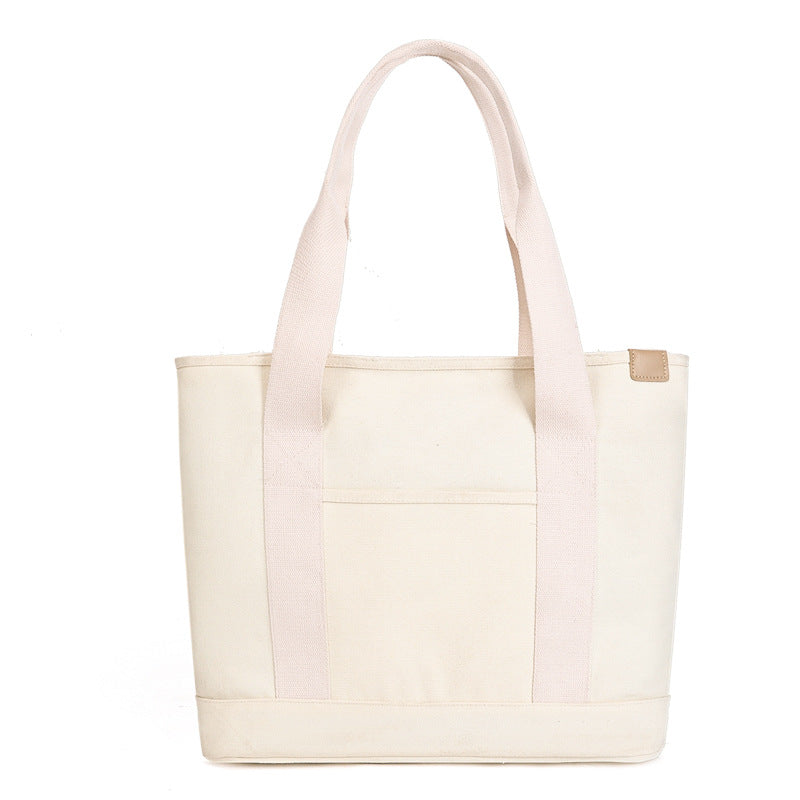 Book Holding Canvas Female Large Capacity Commuter Simple Solid Tote Bag