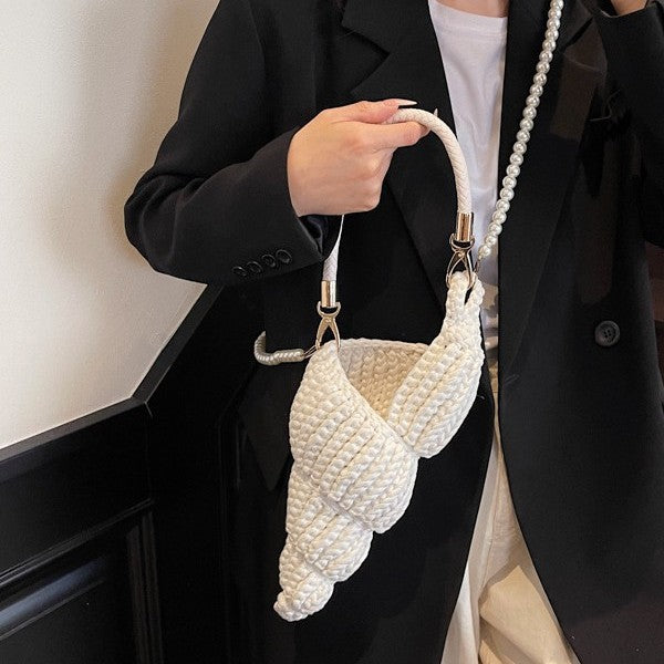 Women's Hollow Crocheted Large Capacity Wool Conch Style Vacation Women's Shoulder Bag