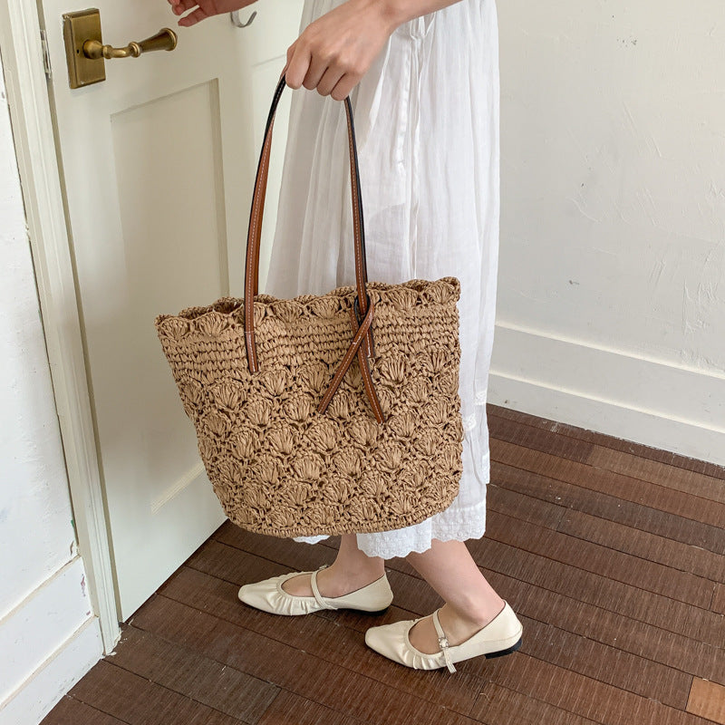 Women's Hand-woven Straw Woven Trendy Seaside Holiday Tote Bag