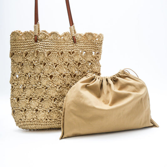 Women's Hollow Straw Handmade Crochet Woven Large Capacity Portable Seaside Tote Bag