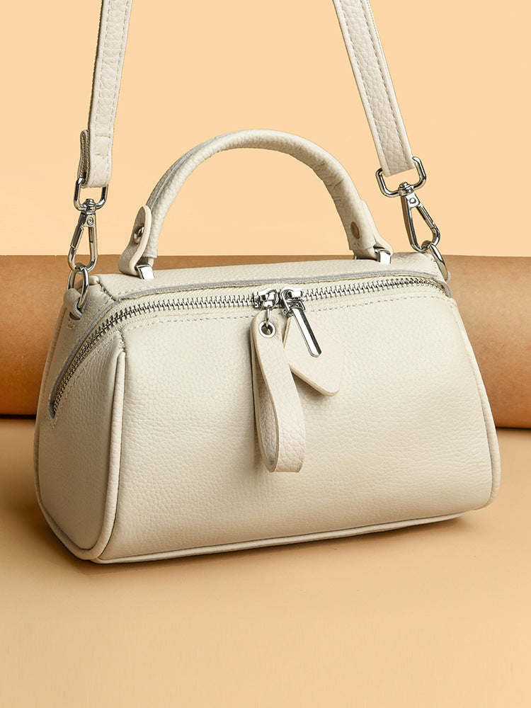 Women's Capacity Boston Pillow Leather First Layer Handbags
