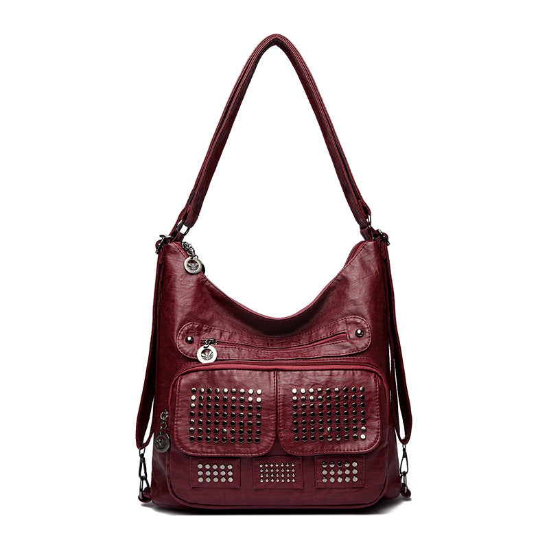 Women's Motorcycle Rivet Large Capacity Multipurpose Retro Women's Messenger Bag
