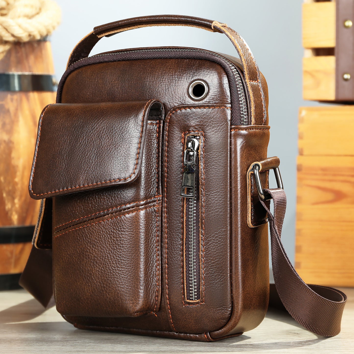 Men's First Layer Cowhide Genuine Leather Fashion Men's Bags