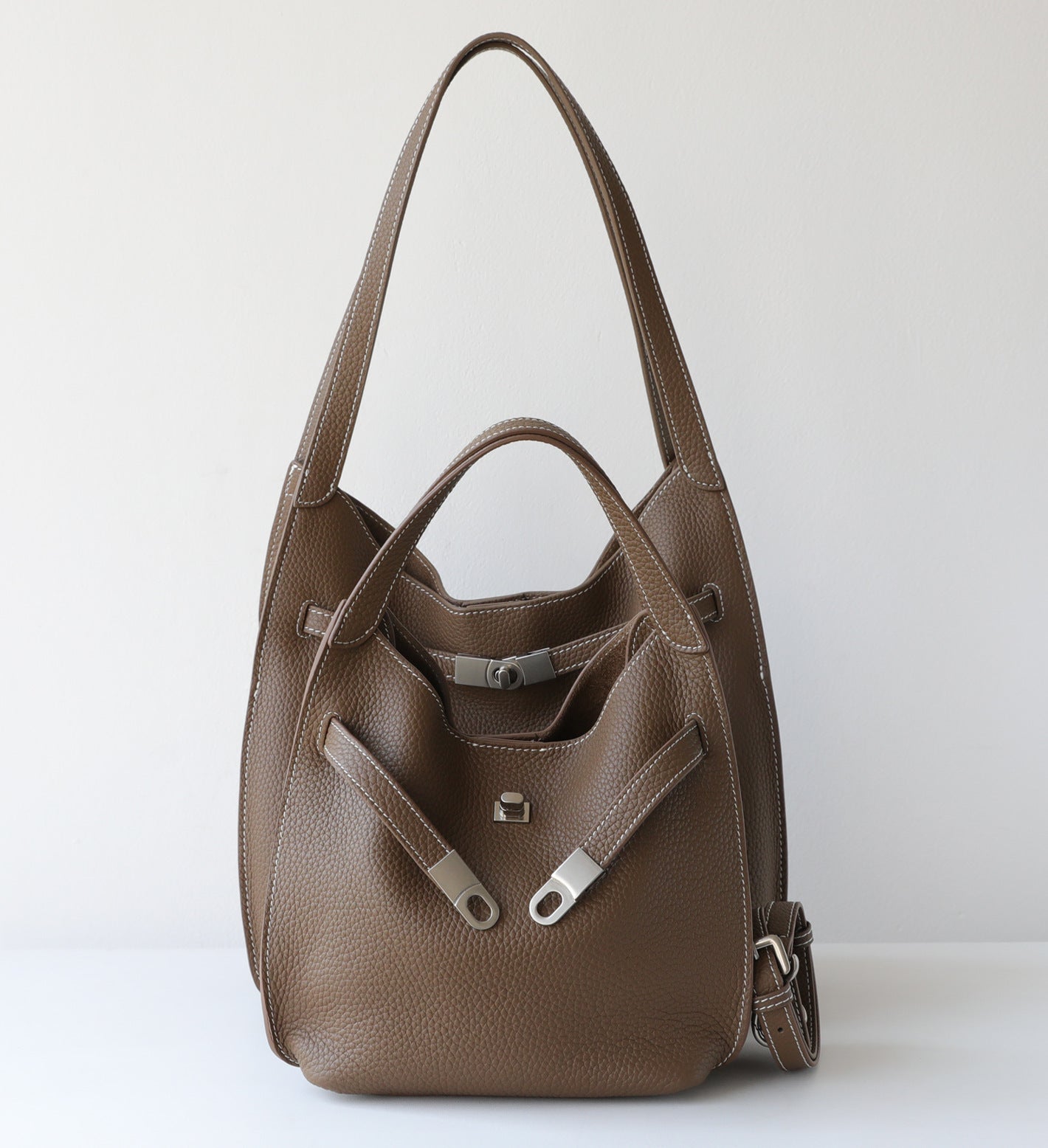Layer Cowhide Large Capacity Totes High-grade Style Underarm Women's Shoulder Bag