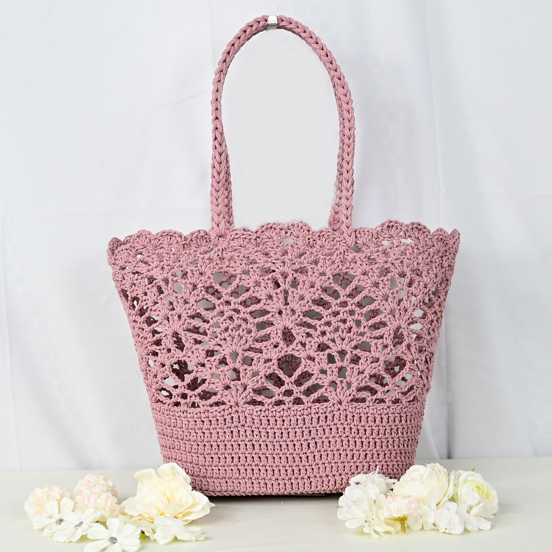 Women's Woven Knitted Handmade Cotton Thread Hollow Crochet Women's Handbag