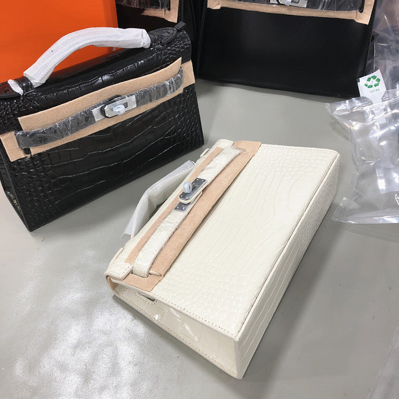 Crocodile Pattern Generation Kelly Cowhide High-grade Women's Handbag