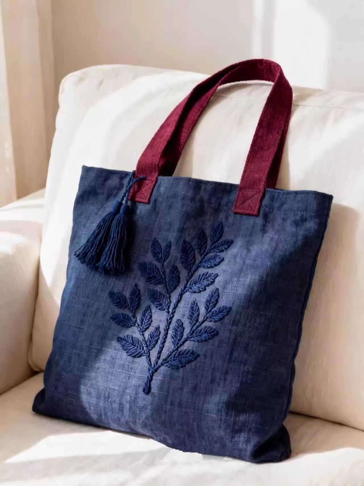 Style Embroidery Canvas Niche National Simple Portable Women's Shoulder Bag