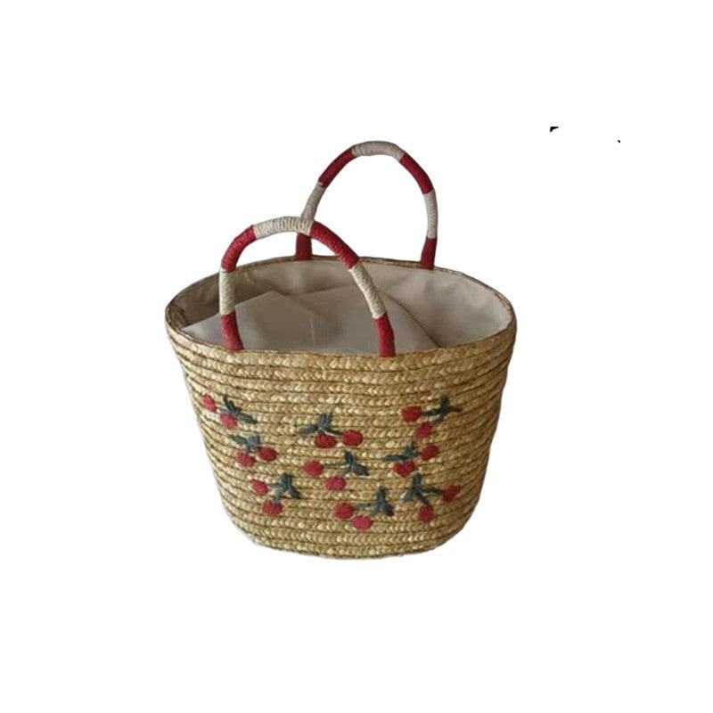 Women's Lemon Pattern Woven Large Capacity Seaside Handbags