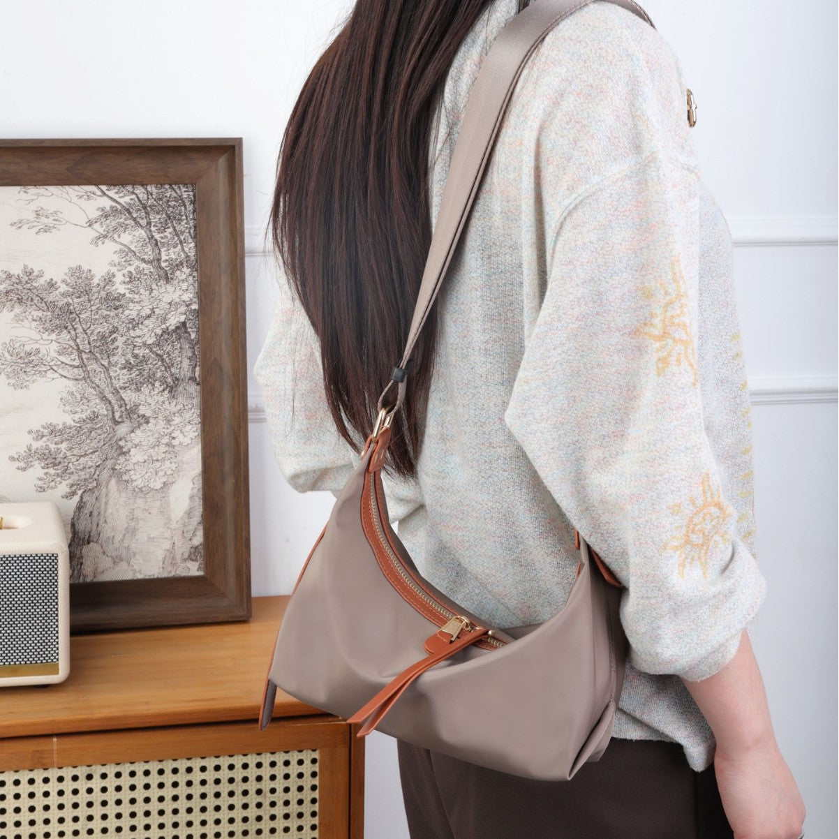 Women's Niche Design Oxford Cloth With Leather Fashion Women's Messenger Bag