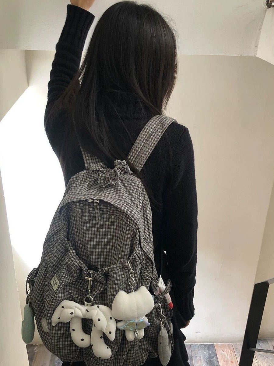 Millennium Style Checked Female Large Capacity Versatile Leisure Backpack