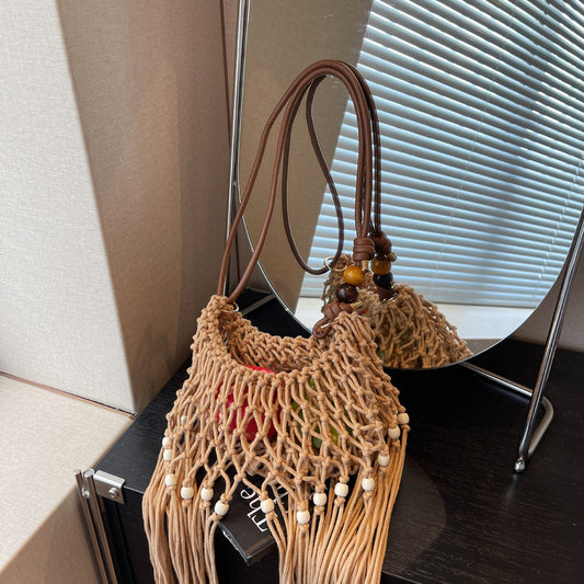Fashion Cotton Handmade Tassel Woven Fresh Phone Bags