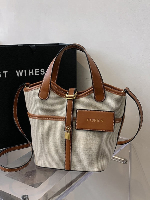 Women's Popular Retro Canvas Hand Holding Fashion Color Bucket Bags