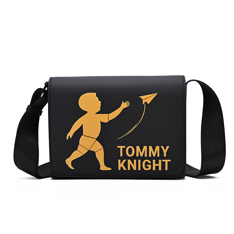 Men's Strong Magnetic Snap Trendy Simple Personality Printed Men's Messenger Bags