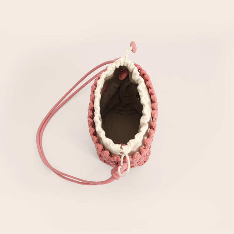 Women's Weaving Hollow Genuine Leather Portable Underarm Bags