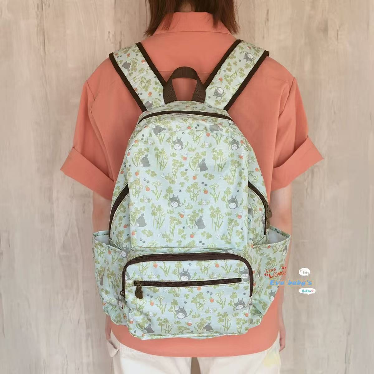 Cartoon Totoro Clover Full Printed Fresh Foldable Backpacks