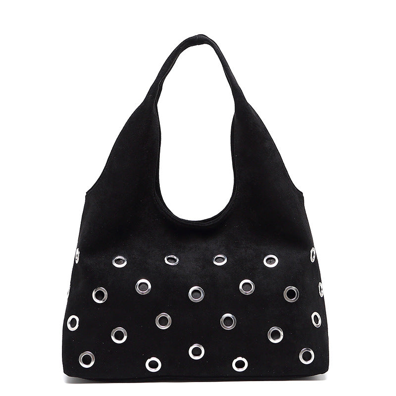 Large Capacity Underarm Portable Eyelet Rivets Women's Shoulder Bag