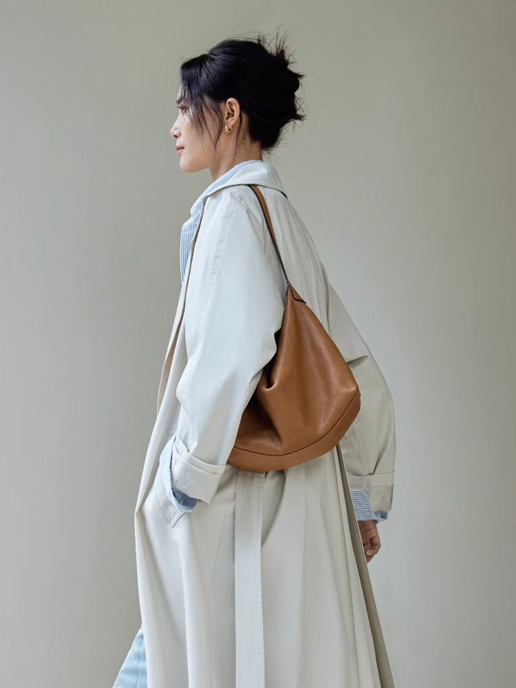 Women's Vegetable Tanning Leather Underarm Classic Simple Commuter Genuine Bags