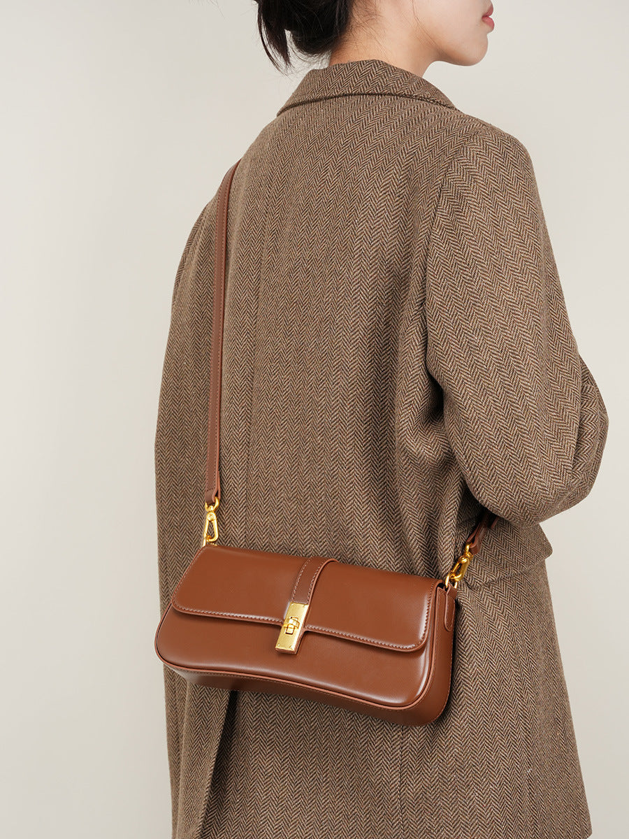 Women's Cowhide High Quality Niche Baguette High-grade Women's Messenger Bag