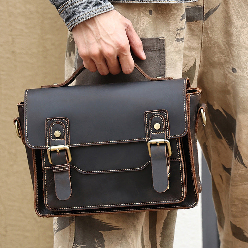Men's Crazy Horse Leather Commuter Genuine Portable Shoulder Bags