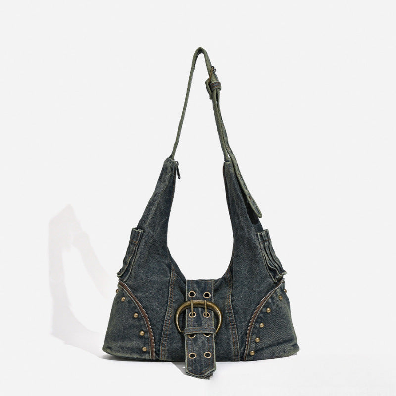 Women's Washed Jean Niche Fashion Popular Underarm Tote Bag
