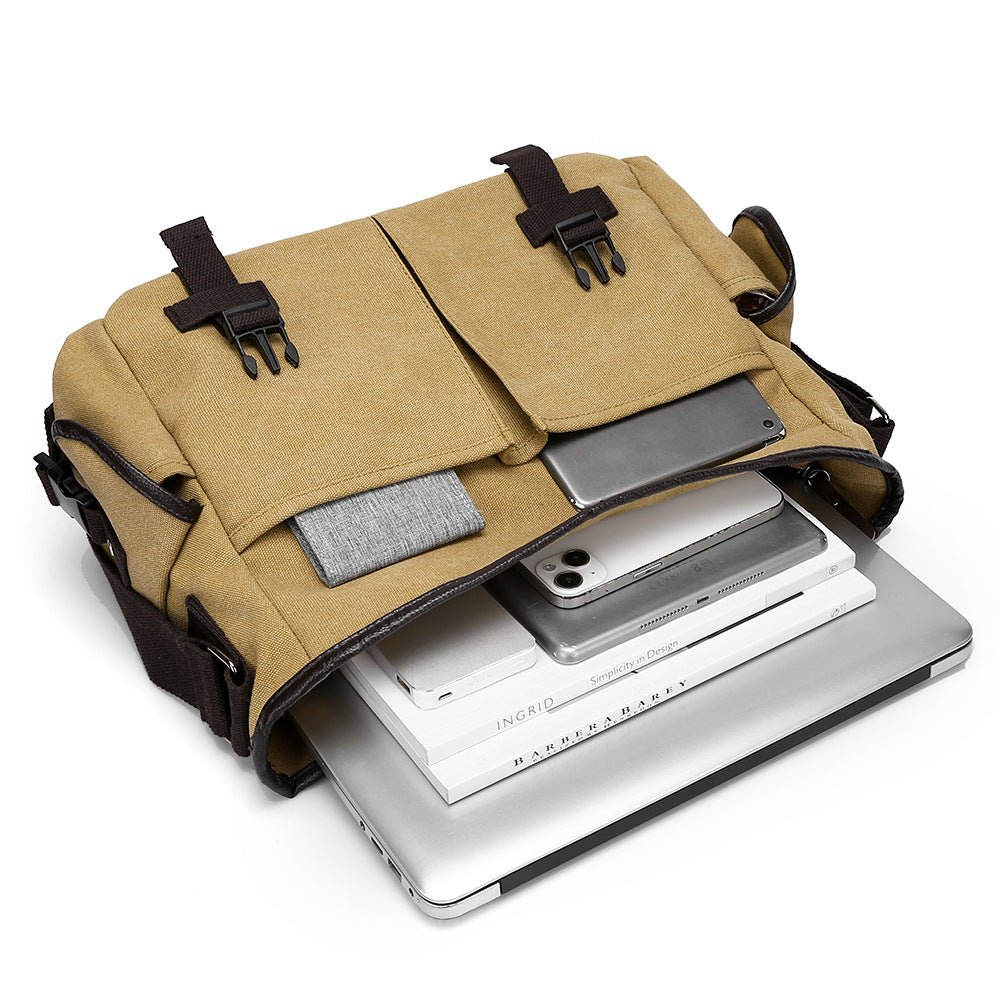 Men's Retro Flip Canvas Large Capacity Commute Bags