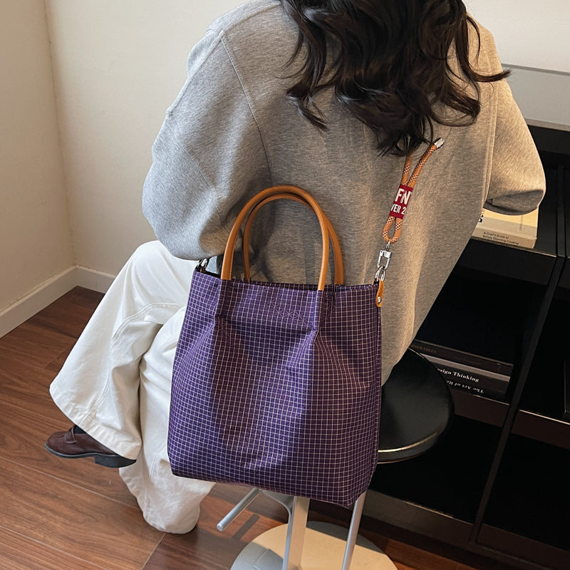Women's Climbing Rope Elegant Plaid Nylon Canvas Women's Handbag