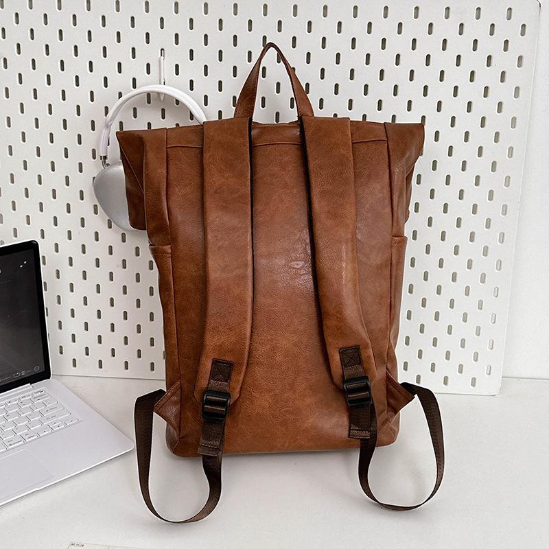 Men's Large Capacity Curved Edge Korean Style College Class Leisure Backpack