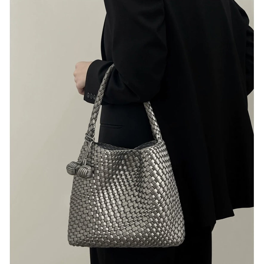 Medium Pretty Woven Large Capacity Commuter Burst Shoulder Bags