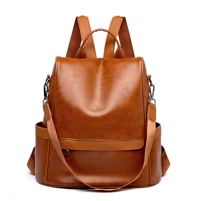 Women's Simple Retro Fashionable Soft Leather Leisure Women's Backpack