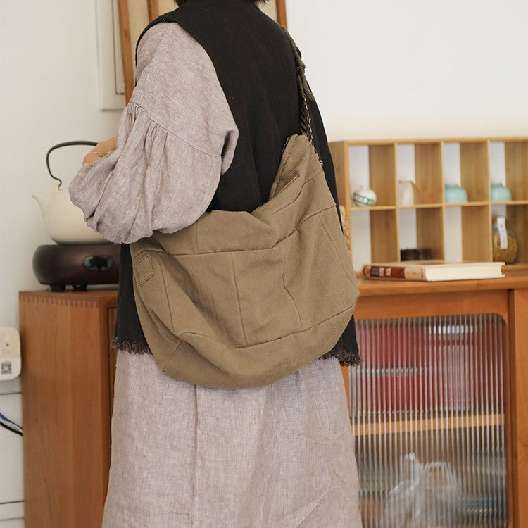 Women's Large Capacity Totes Commuter Canvas Retro Easy Matching Minority Women's Messenger Bag