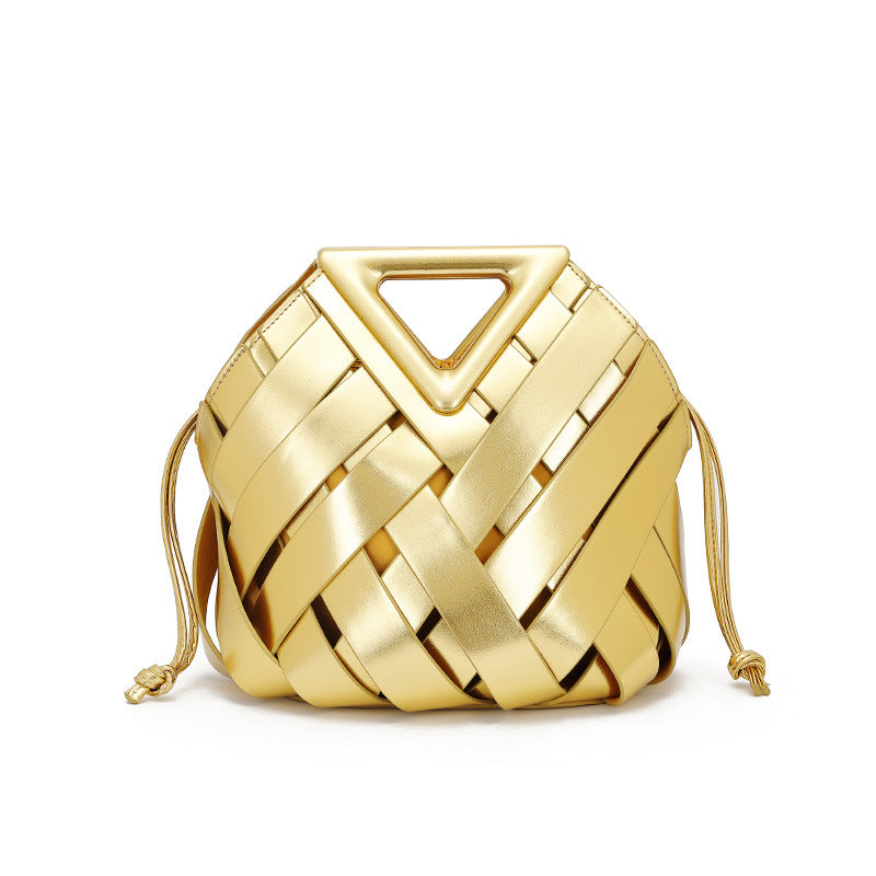 Women's Basket Magnetic Fashion Triangle Woven Clip Large Women's Handbag