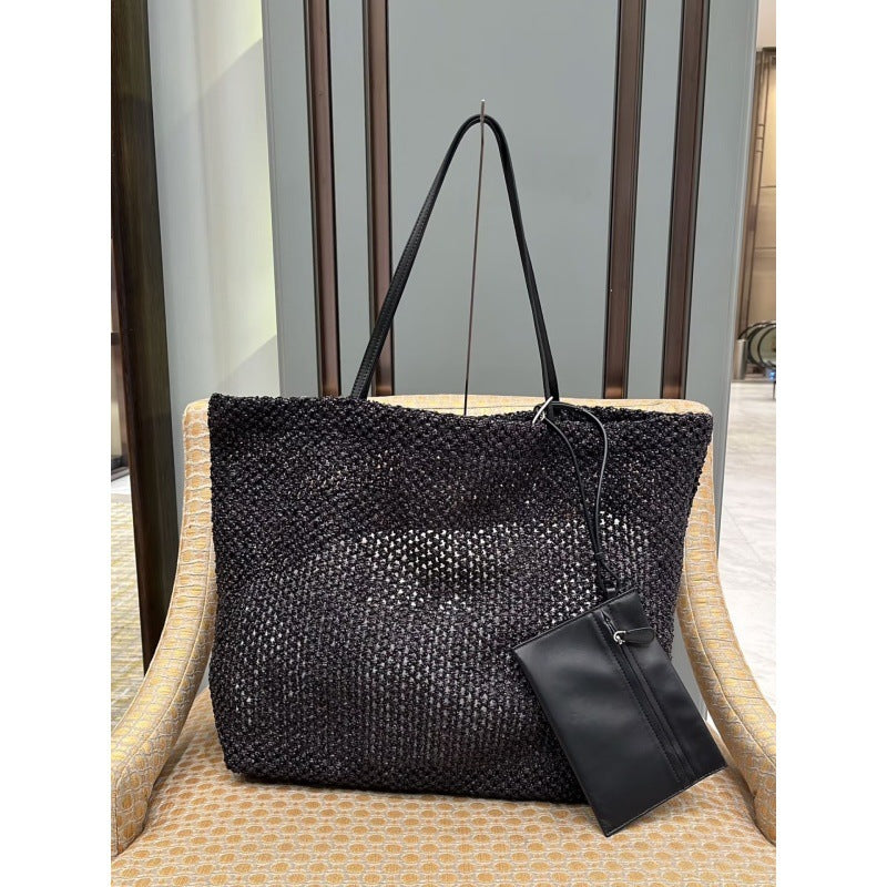 Raffia Woven Versatile Large Capacity Shopping Simple Retro Tote Bag