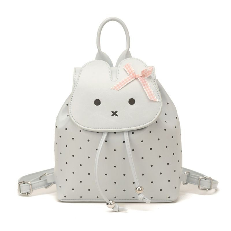 Women's Miffy Rabbit Drawstring Design Cute Bow Polka Dot Backpacks