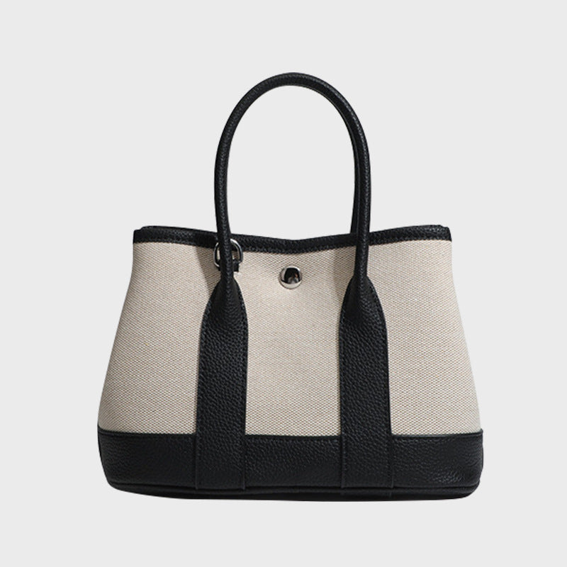 Women's Color Contrast Patchwork High-grade Portable Canvas Women's Handbag