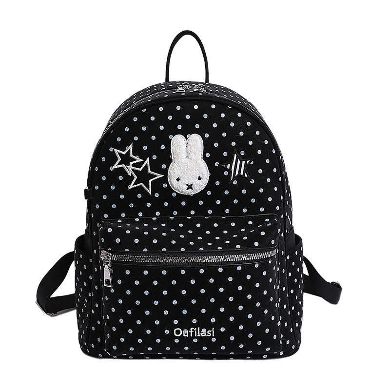 Rabbit Polka Dot Simple Large Capacity Lightweight Women's Backpack