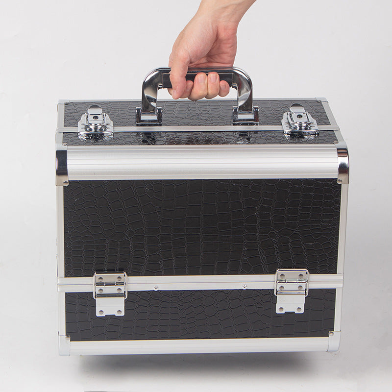 Double Open Aluminum Alloy Makeup Box Large Capacity Cosmetic Case