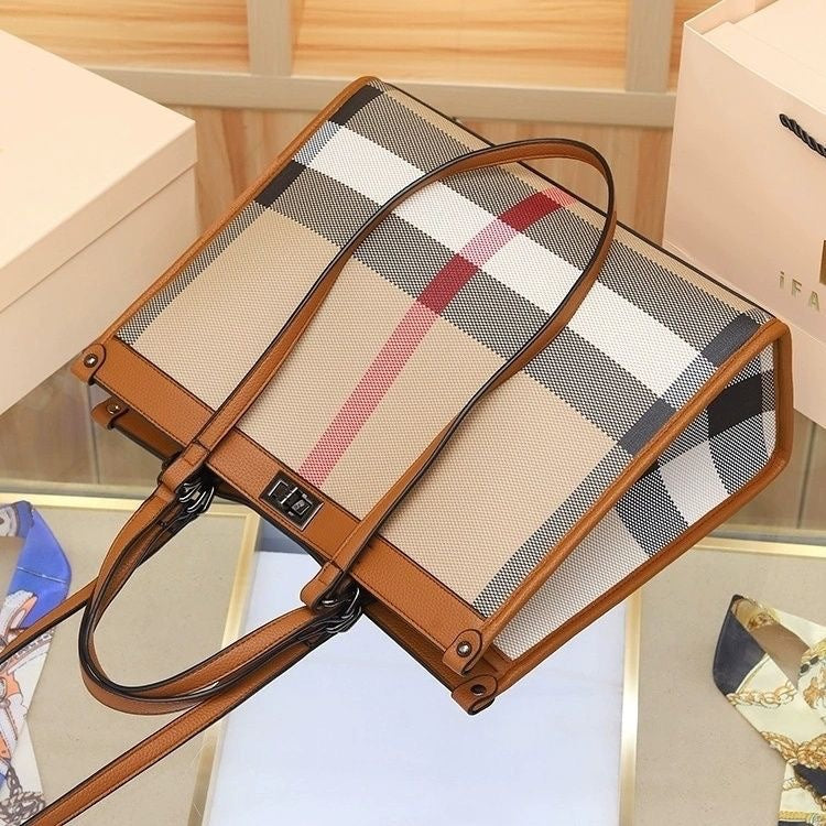 Women's Plaid Large Capacity Totes High Sense Tote Bag