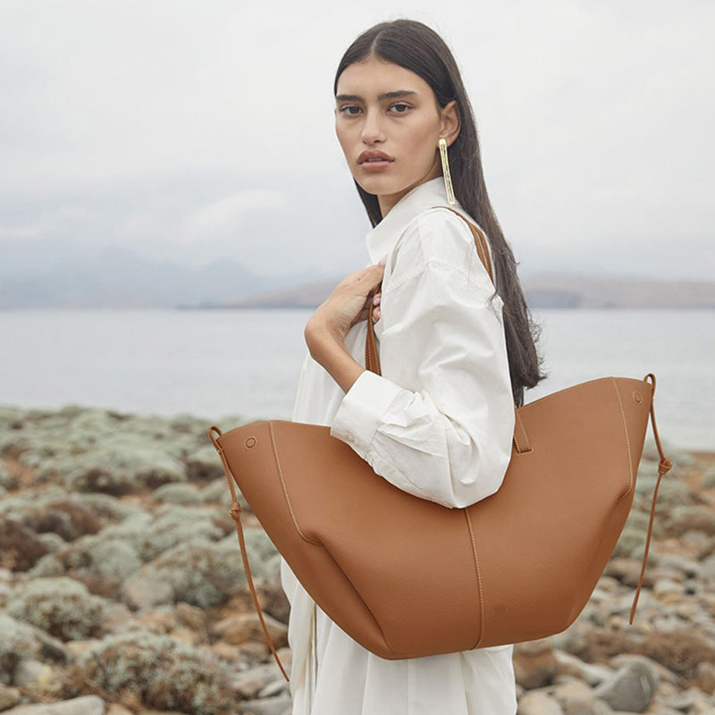 Women's High Version Leather Large Capacity Shopping Tote Bag
