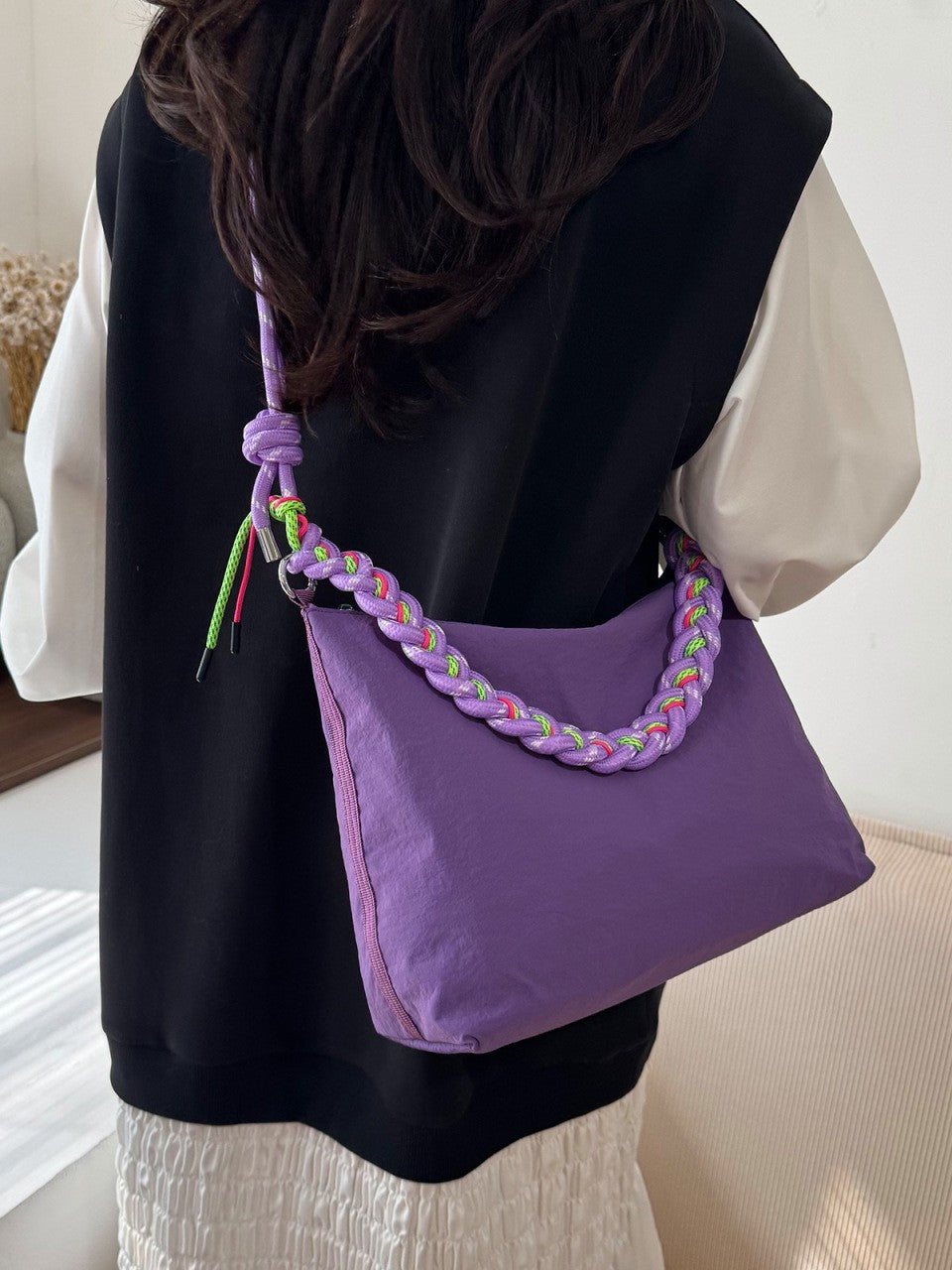 Color Twist Strap Lightweight Versatile Large Capacity Tote Bag