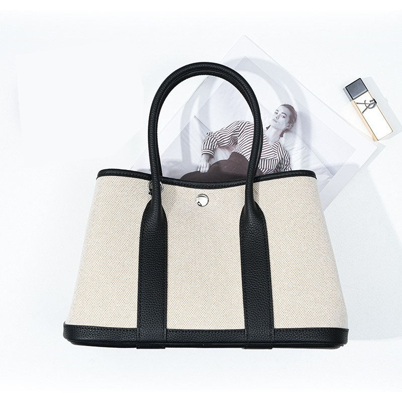 Women's High Sense Leather Genuine Large Capacity Canvas Women's Handbag
