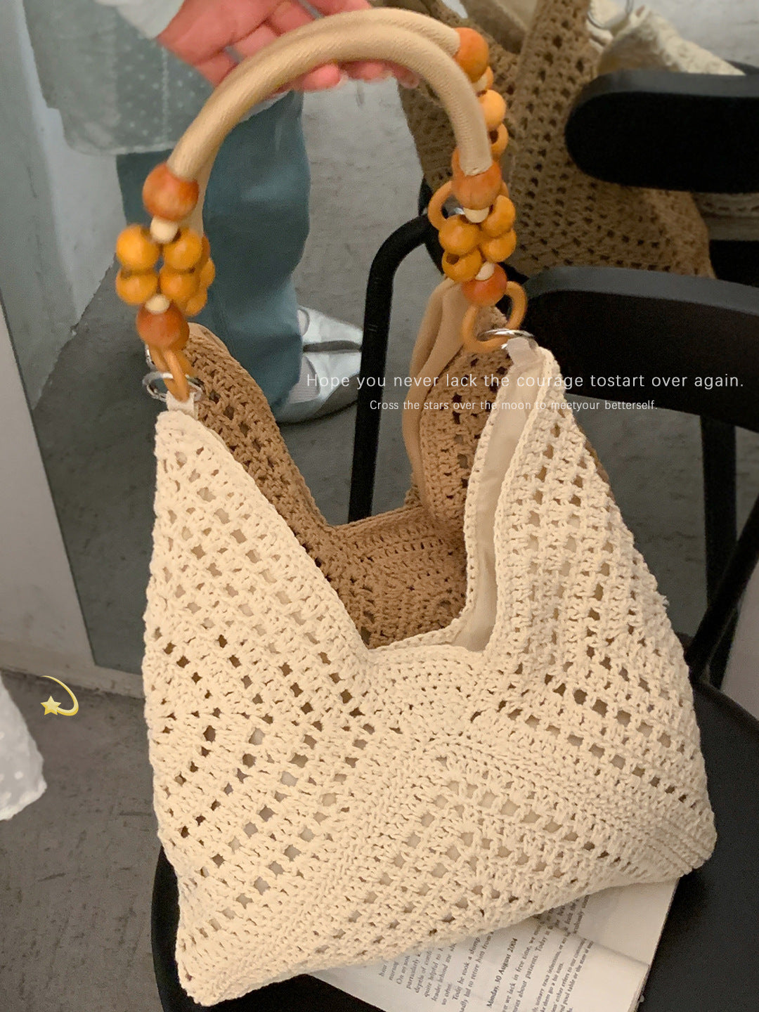 Fashionable Large Capacity Cotton Thread Knitted Niche Texture Underarm Bag