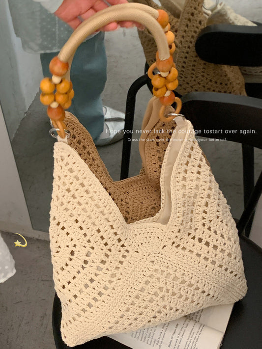 Fashionable Large Capacity Cotton Thread Knitted Niche Texture Underarm Bag