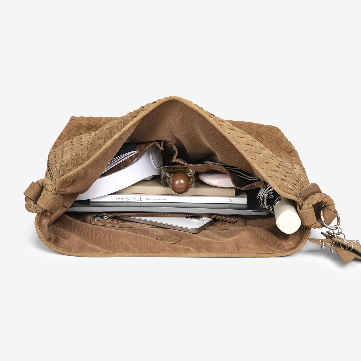 Suede Woven Design Simple Commute Large Tote Bag