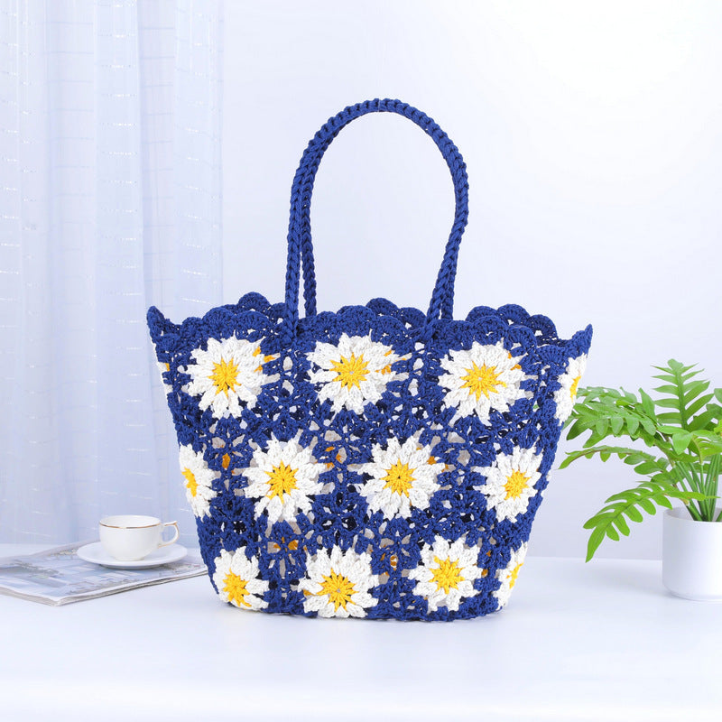 Women's Crocheted Handmade Hollow Pattern Woven Knitted Women's Shoulder Bag