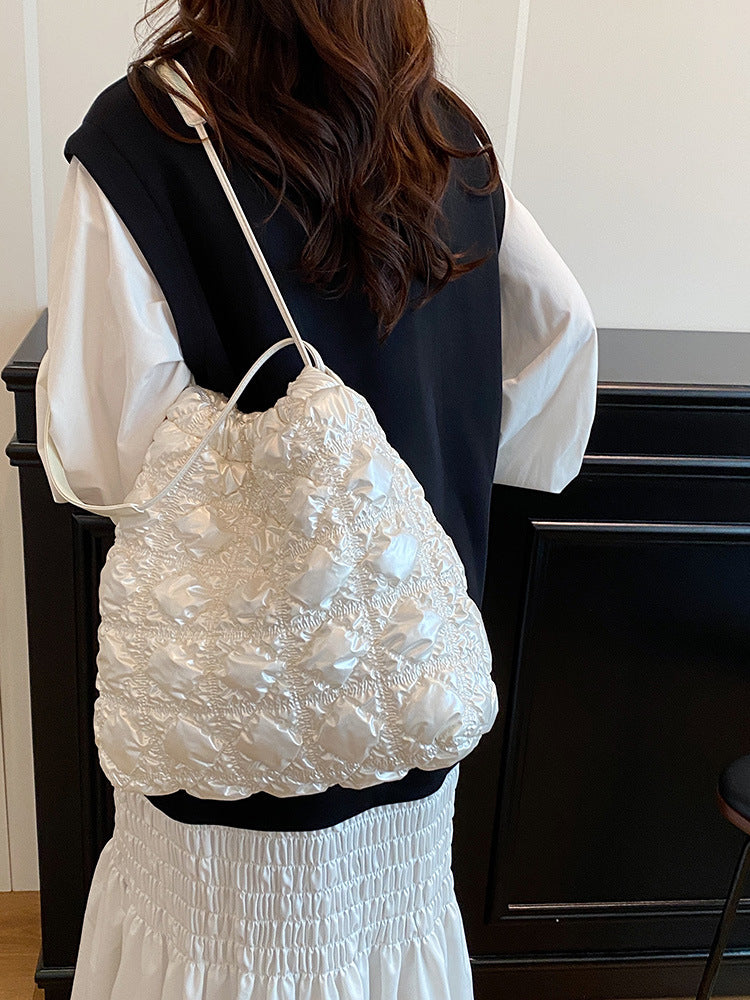 Women's Capacity Totes Niche Pleated Cloud Puff Rhombus Shoulder Bags