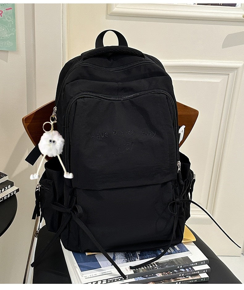 Style Lightweight Solid Color College Commuter Leisure Backpack
