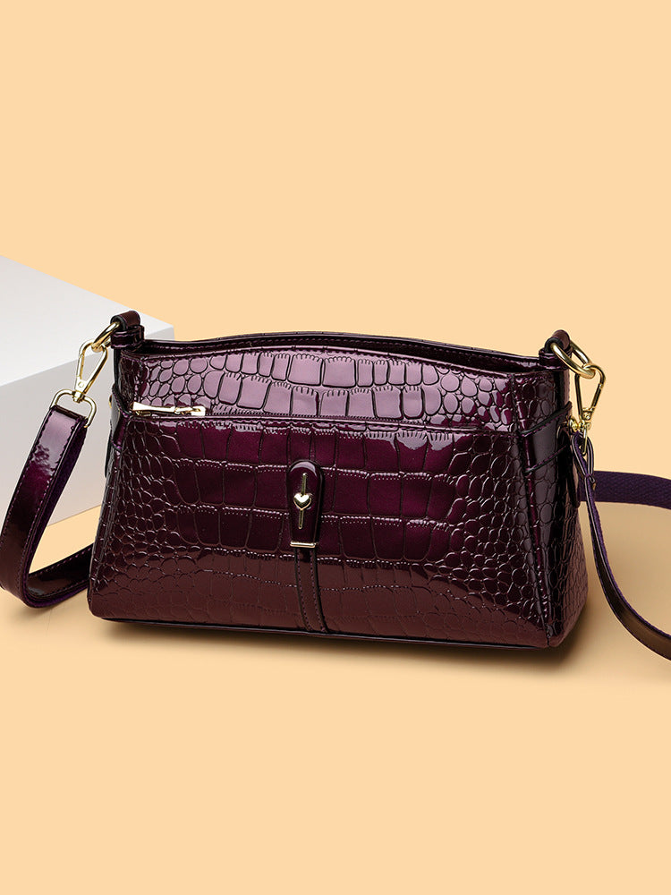 Women's Crocodile Pattern Mother Multilayer One Fashion Portable Large Women's Shoulder Bag